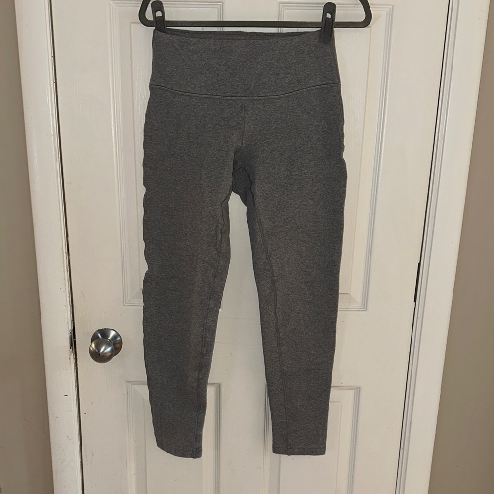 Lululemon Athletica Gray Fleece Lined Wunder Under Leggings